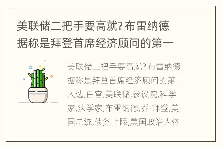 美联储二把手要高就？布雷纳德据称是拜登首席经济顾问的第一人选