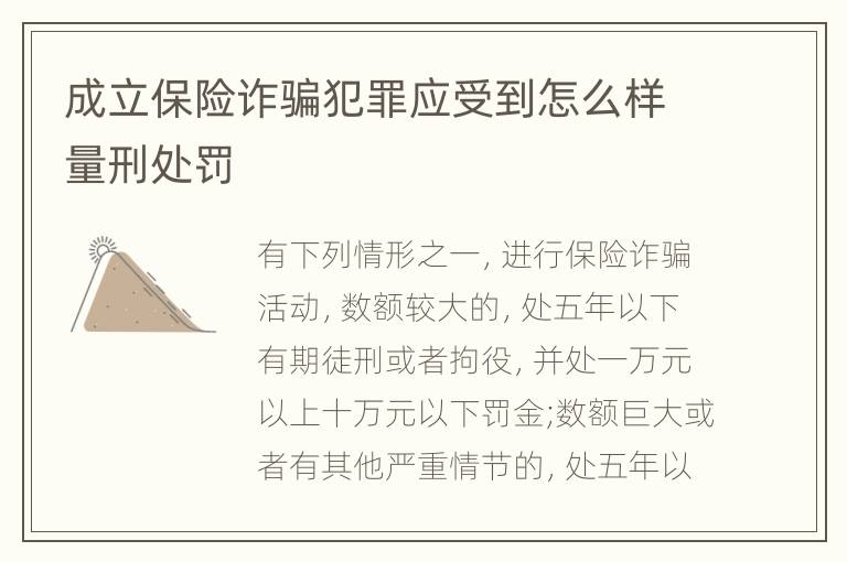 成立保险诈骗犯罪应受到怎么样量刑处罚