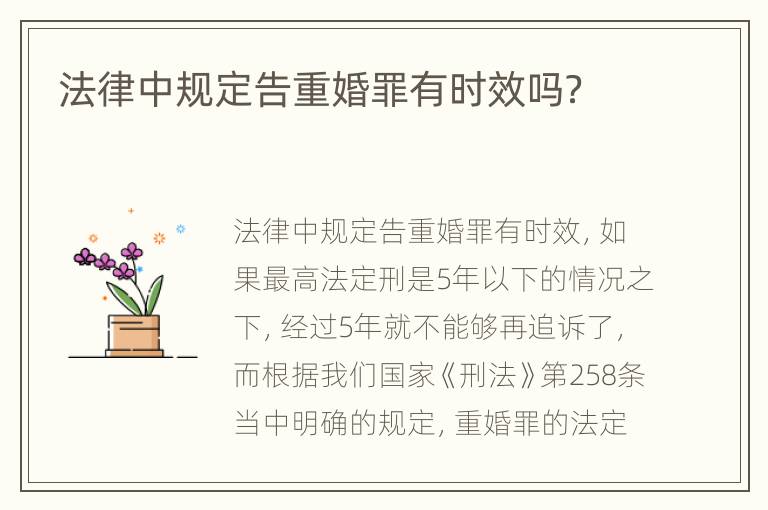 法律中规定告重婚罪有时效吗？
