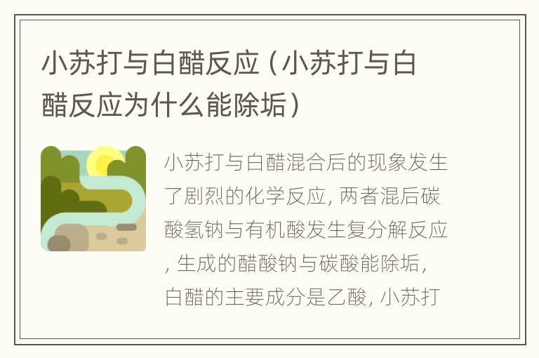 小苏打与白醋反应（小苏打与白醋反应为什么能除垢）