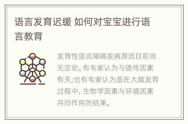 语言发育迟缓 如何对宝宝进行语言教育