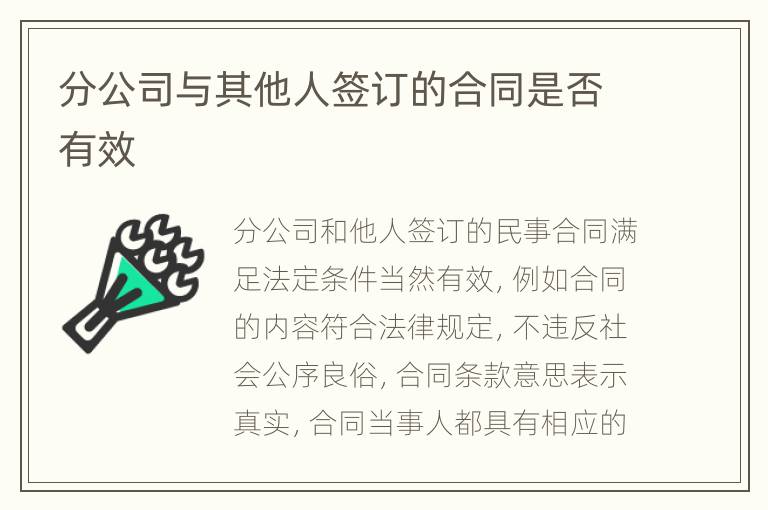 分公司与其他人签订的合同是否有效