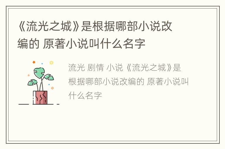 《流光之城》是根据哪部小说改编的 原著小说叫什么名字