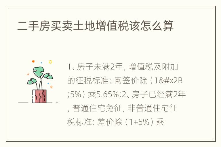 二手房买卖土地增值税该怎么算