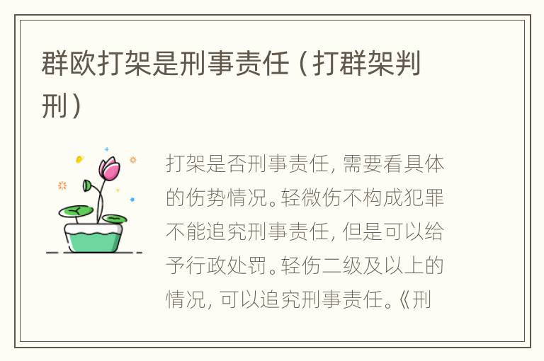 群欧打架是刑事责任（打群架判刑）