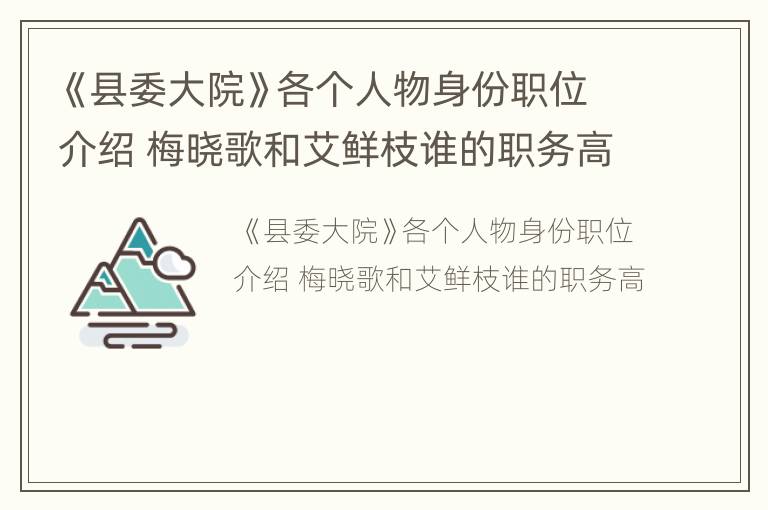 《县委大院》各个人物身份职位介绍 梅晓歌和艾鲜枝谁的职务高