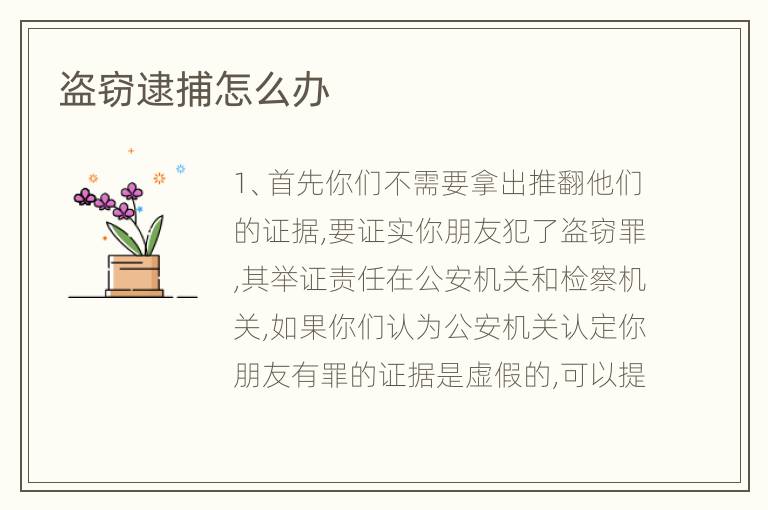 盗窃逮捕怎么办