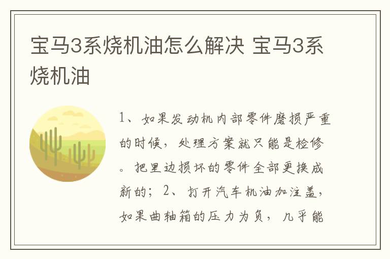 宝马3系烧机油怎么解决 宝马3系烧机油