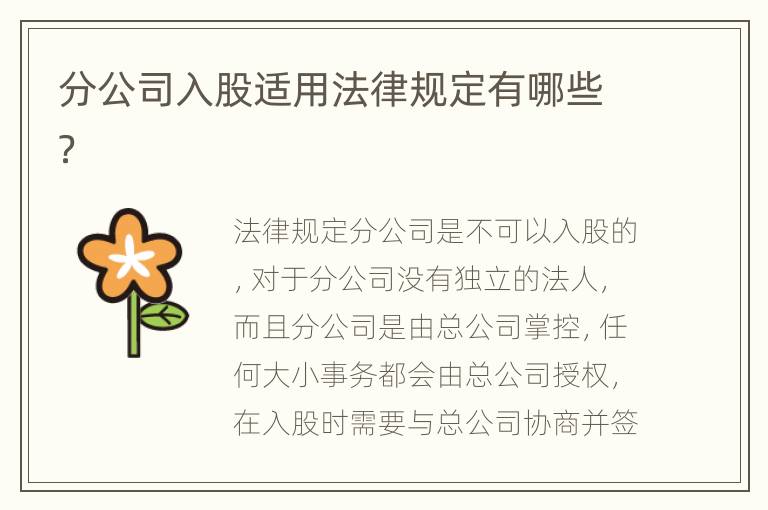 分公司入股适用法律规定有哪些？