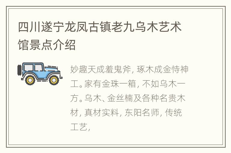 四川遂宁龙凤古镇老九乌木艺术馆景点介绍