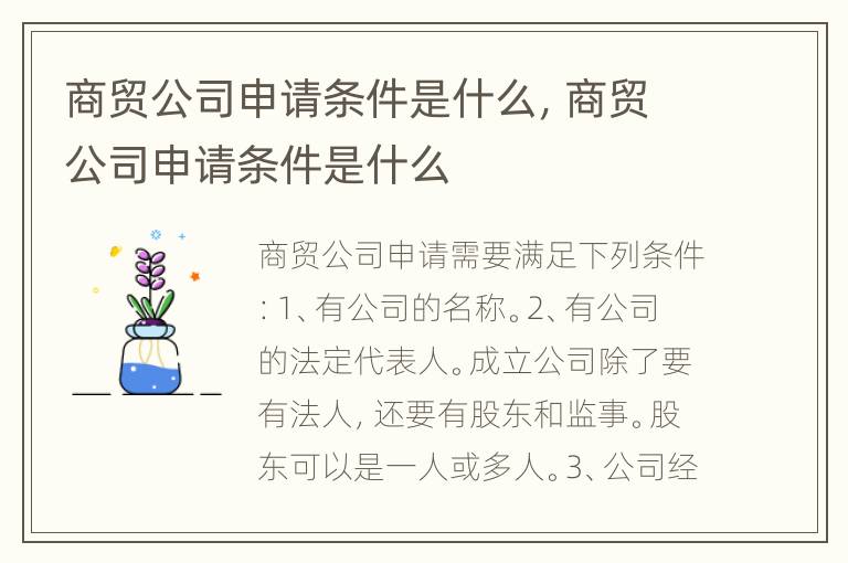 商贸公司申请条件是什么，商贸公司申请条件是什么