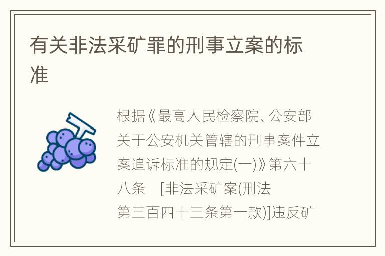 有关非法采矿罪的刑事立案的标准