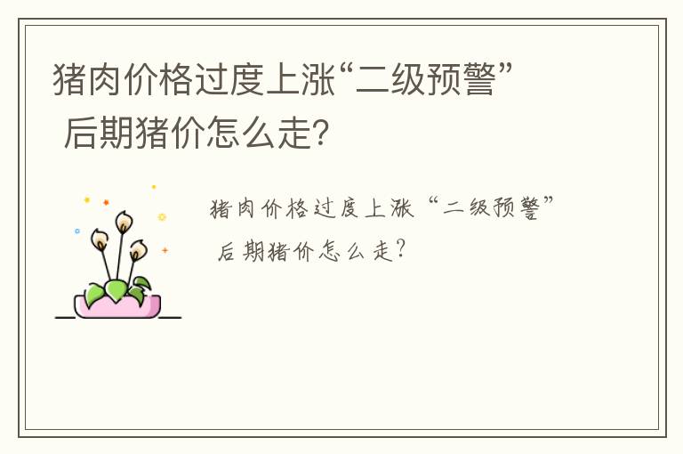 猪肉价格过度上涨“二级预警” 后期猪价怎么走？