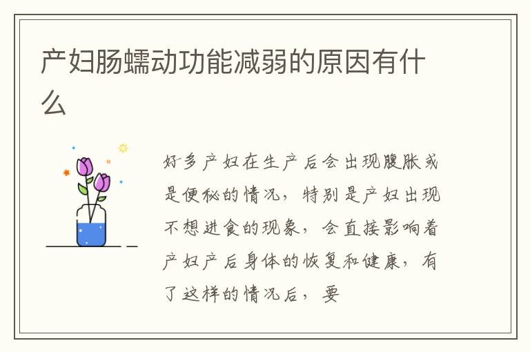 产妇肠蠕动功能减弱的原因有什么