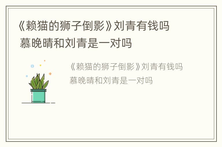 《赖猫的狮子倒影》刘青有钱吗 慕晚晴和刘青是一对吗