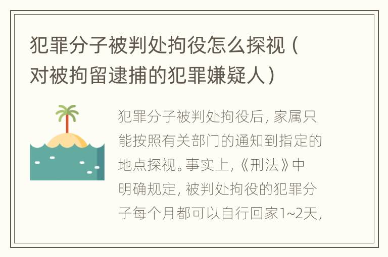 犯罪分子被判处拘役怎么探视（对被拘留逮捕的犯罪嫌疑人）