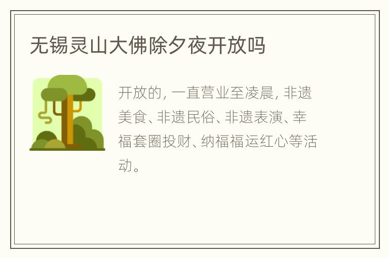 无锡灵山大佛除夕夜开放吗