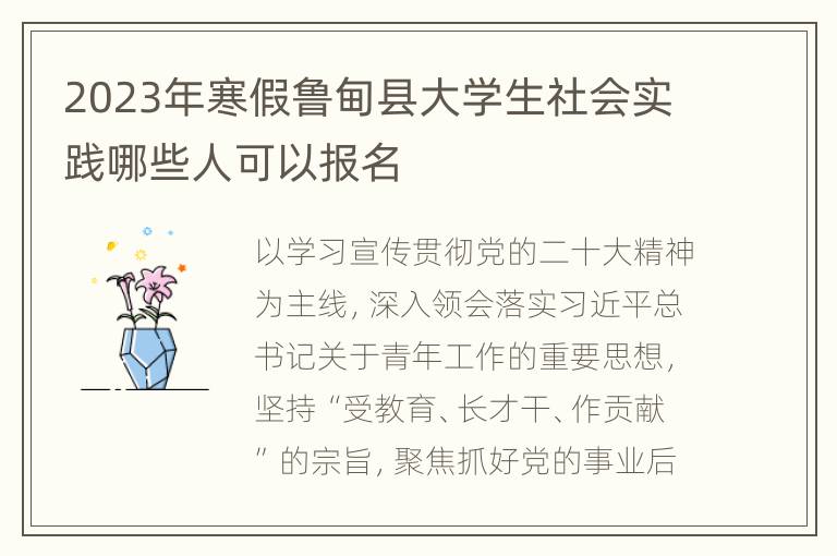 2023年寒假鲁甸县大学生社会实践哪些人可以报名