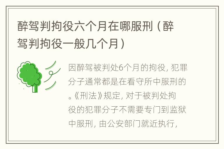醉驾判拘役六个月在哪服刑（醉驾判拘役一般几个月）