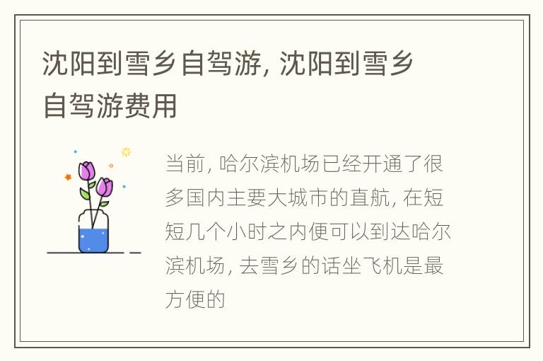 沈阳到雪乡自驾游，沈阳到雪乡自驾游费用