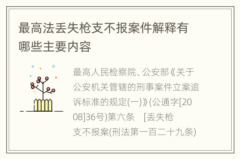 最高法丢失枪支不报案件解释有哪些主要内容