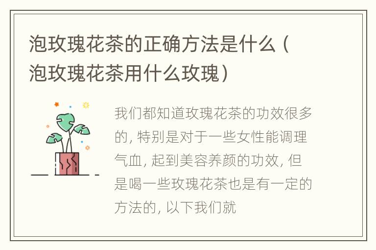 泡玫瑰花茶的正确方法是什么（泡玫瑰花茶用什么玫瑰）