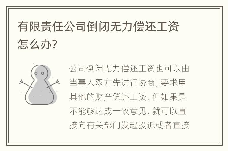 有限责任公司倒闭无力偿还工资怎么办？