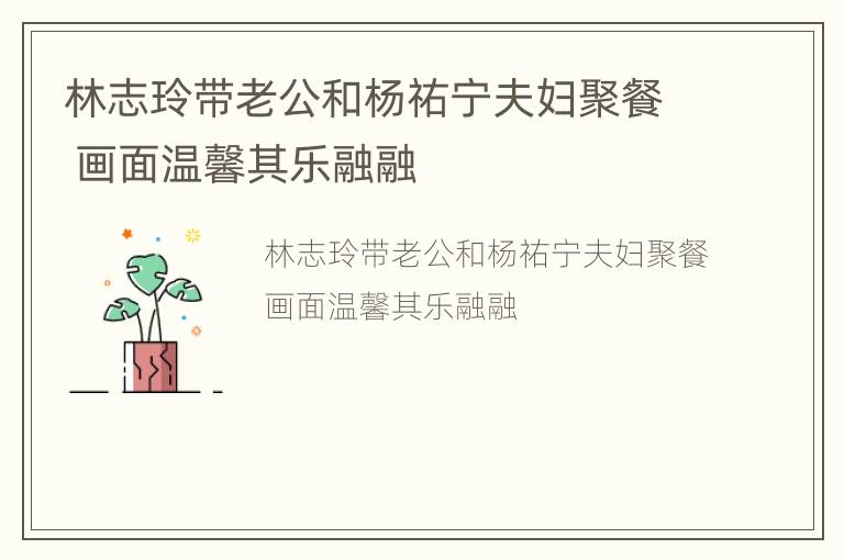 林志玲带老公和杨祐宁夫妇聚餐 画面温馨其乐融融