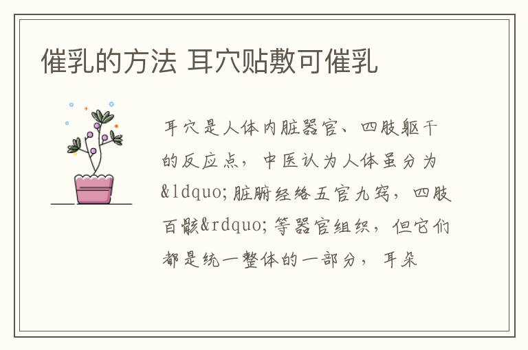 催乳的方法 耳穴贴敷可催乳