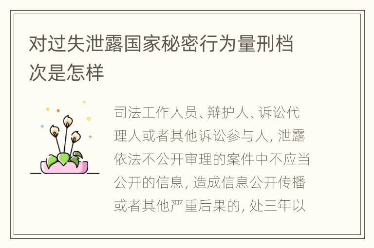对过失泄露国家秘密行为量刑档次是怎样