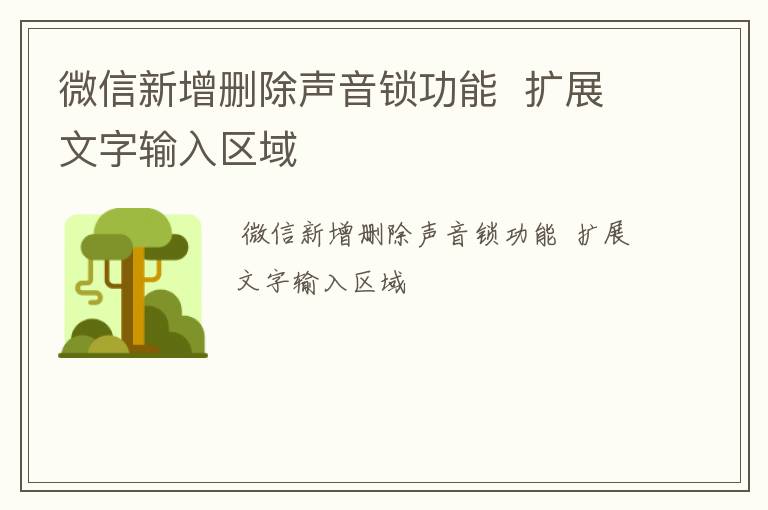 微信新增删除声音锁功能  扩展文字输入区域