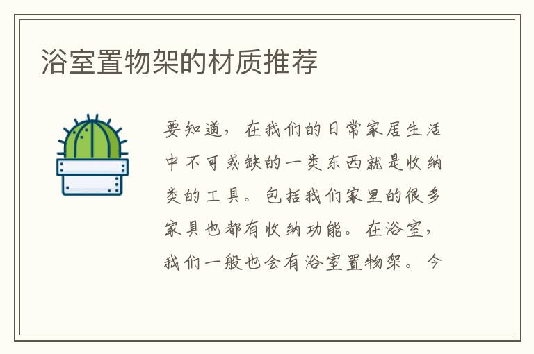 浴室置物架的材质推荐