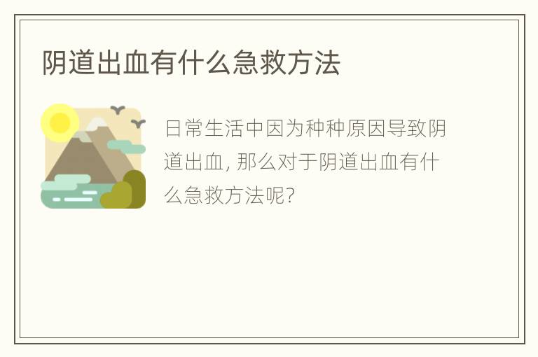阴道出血有什么急救方法