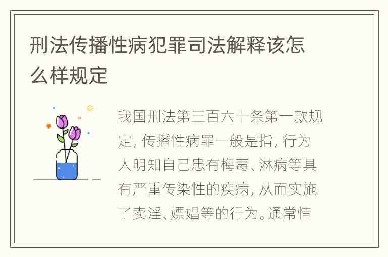 刑法传播性病犯罪司法解释该怎么样规定