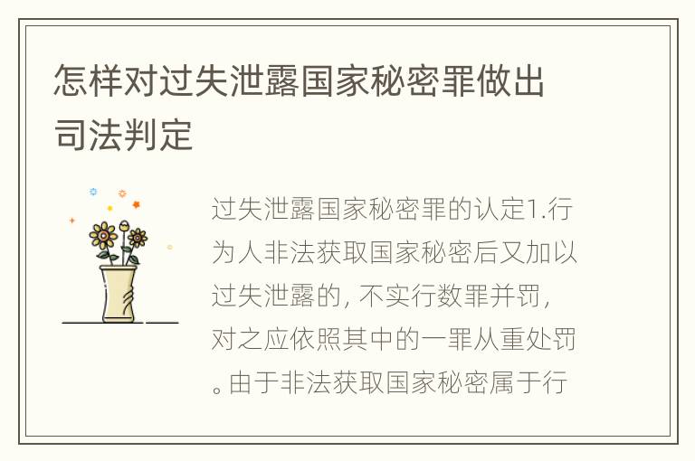 怎样对过失泄露国家秘密罪做出司法判定