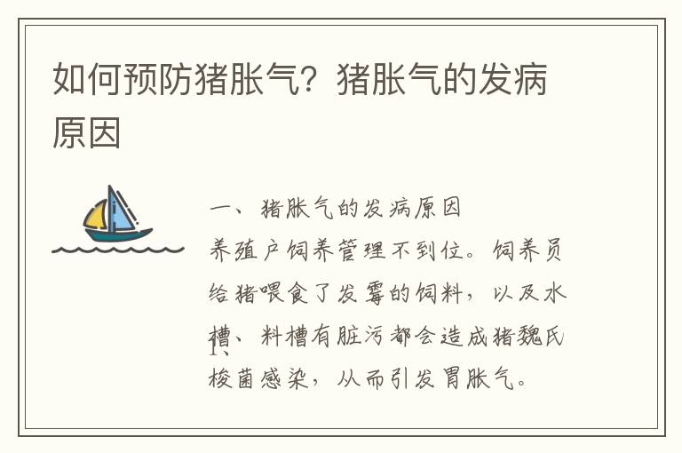 如何预防猪胀气？猪胀气的发病原因