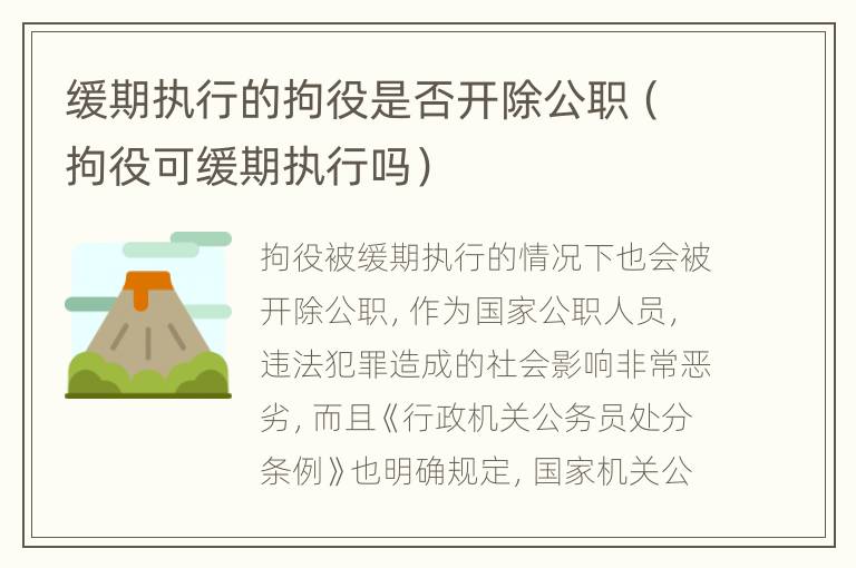 缓期执行的拘役是否开除公职（拘役可缓期执行吗）