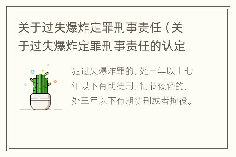 关于过失爆炸定罪刑事责任（关于过失爆炸定罪刑事责任的认定）