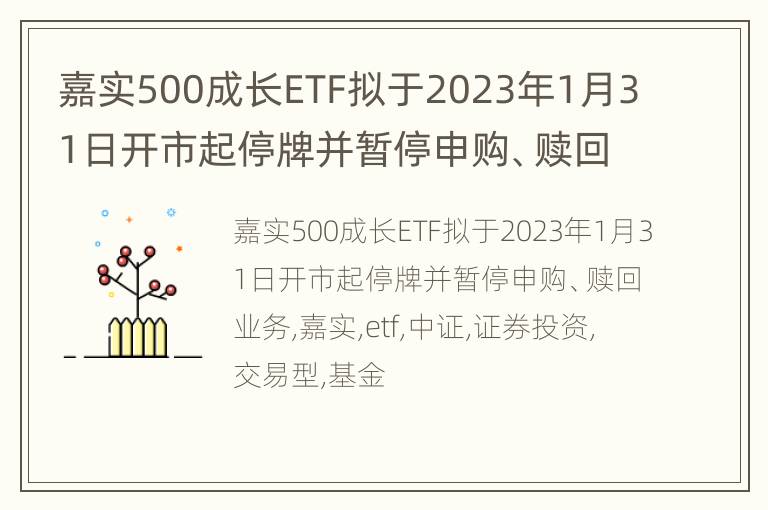嘉实500成长ETF拟于2023年1月31日开市起停牌并暂停申购、赎回业务