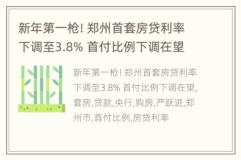新年第一枪！郑州首套房贷利率下调至3.8% 首付比例下调在望