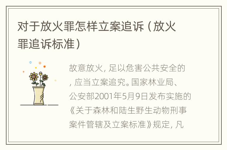 对于放火罪怎样立案追诉（放火罪追诉标准）
