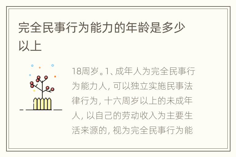 完全民事行为能力的年龄是多少以上