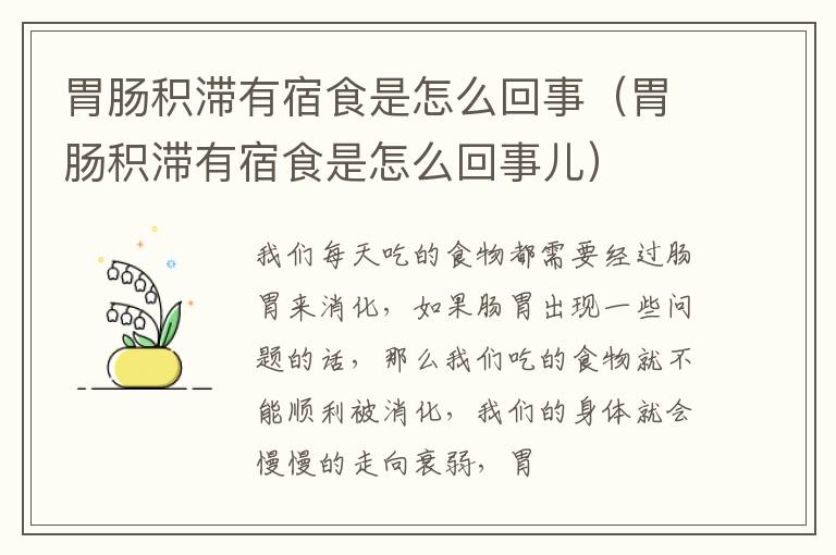 胃肠积滞有宿食是怎么回事（胃肠积滞有宿食是怎么回事儿）