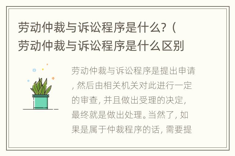 劳动仲裁与诉讼程序是什么？（劳动仲裁与诉讼程序是什么区别）