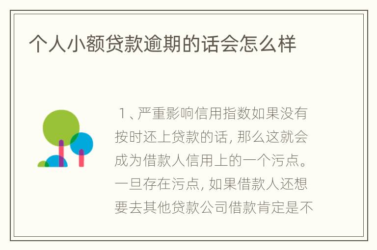 个人小额贷款逾期的话会怎么样