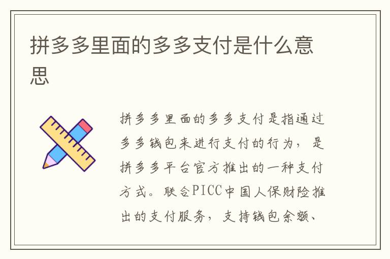 拼多多里面的多多支付是什么意思