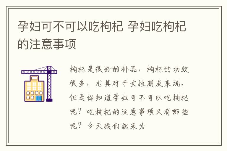孕妇可不可以吃枸杞 孕妇吃枸杞的注意事项