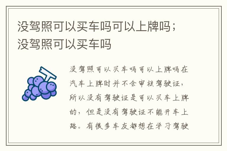 没驾照可以买车吗可以上牌吗；没驾照可以买车吗