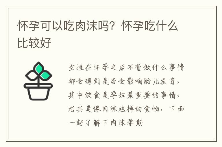 怀孕可以吃肉沫吗？怀孕吃什么比较好