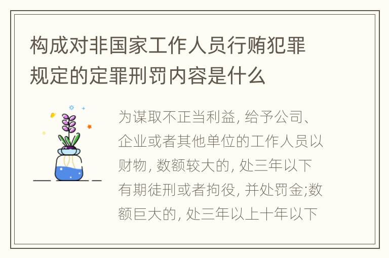 构成对非国家工作人员行贿犯罪规定的定罪刑罚内容是什么